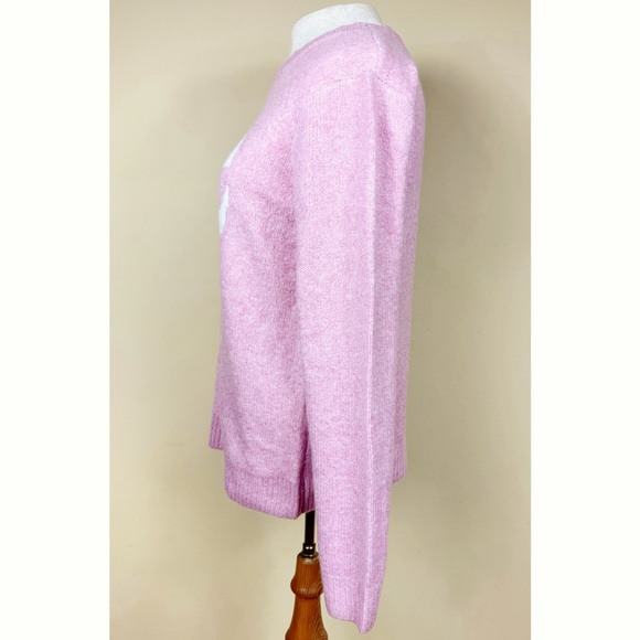 Cupcakes & Cashmere NWT Heart Print Knit Crewneck Sweater in Pink/White Size Med - Picture 2 of 10